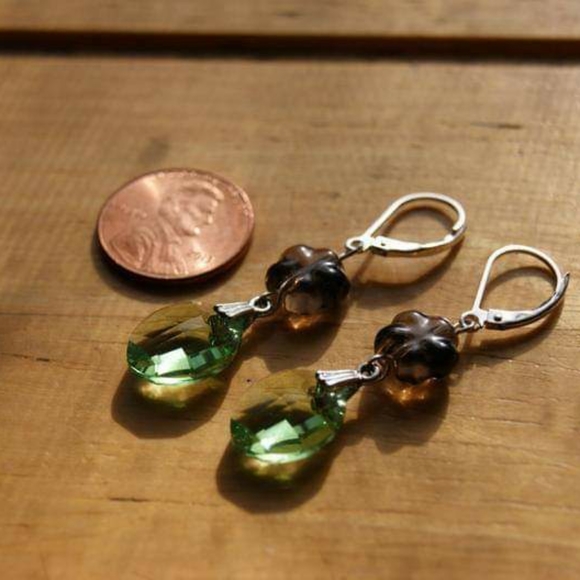 Smoky Quartz & Crystal Flower Earrings - Picture 3 of 5
